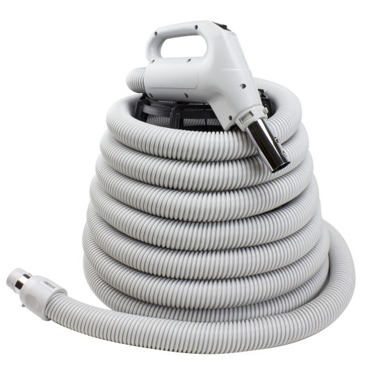 Boyau pour aspirateur central avec poignée pompe à gaz et bouton arrêt départ