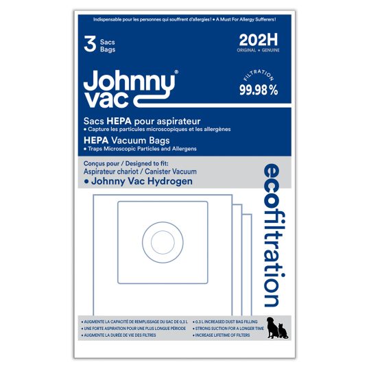 Sac en microfiltre HEPA pour aspirateur chariot Johnny Vac Hydrogen