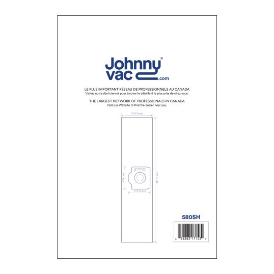 Sac en microfiltre HEPA pour aspirateur commercial Johnny Vac JV125 et JV202