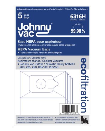 Sac en microfiltre HEPA pour aspirateur commercial Johnny Vac JV200 et Numatic Henry NVM1C 200, 225, 250, RSV130 RSV150