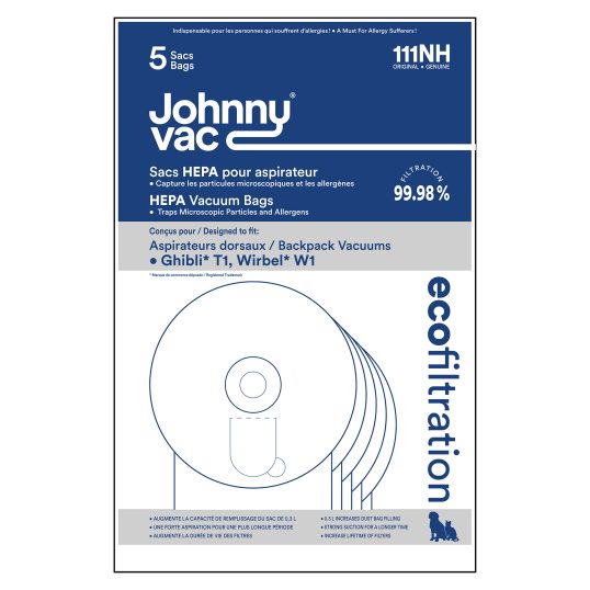 Sac en microfiltre pour aspirateur dorsal Johnny Vac JVT1