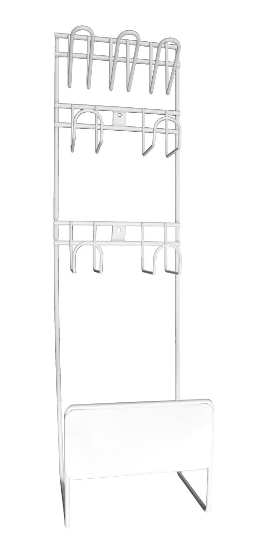 Support mural long en métal pour boyau et accessoires d'aspirateur central