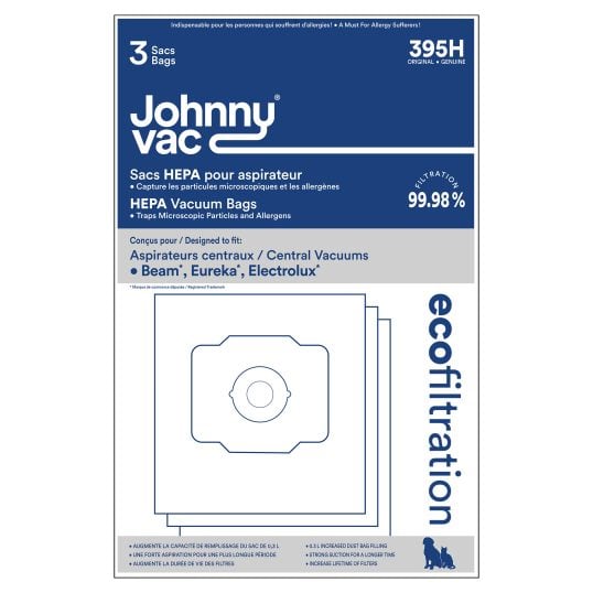 Sac en microfiltre HEPA pour aspirateur central Eureka, Beam, Electrolux, Nilfisk et Aspirtech