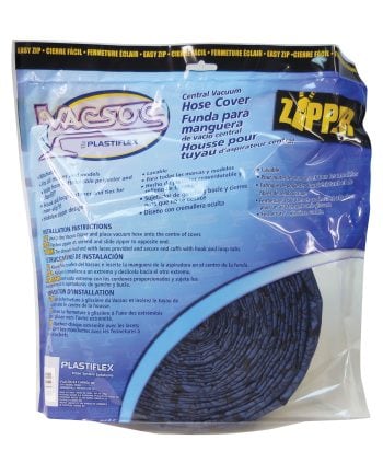 Recouvre-boyau matelassée à glissière pour boyau d'aspirateur central - Bleu