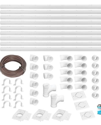Ensemble pour installation d'aspirateur central de 3 prises incluant 48p de tuyaux