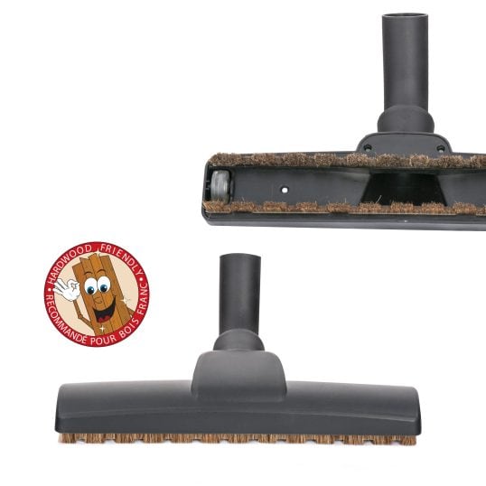 Brosse à plancher en crin de cheval et avec roulettes de 32mm (1 1/4po) de diamètre - Noir